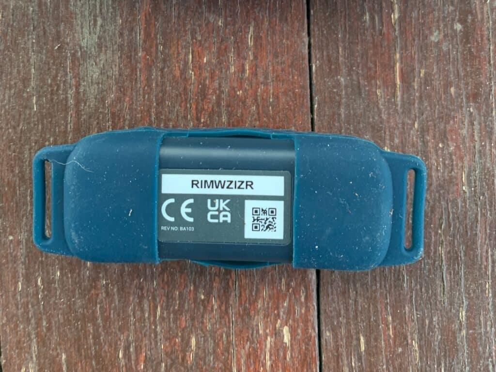 Der GPS-Tracker CAT 4 von tractive wird in einer leichten Gummihülle am Halsband befestigt.